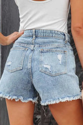 Rhinestone Fringe Distressed Denim Shorts OutfitFlow